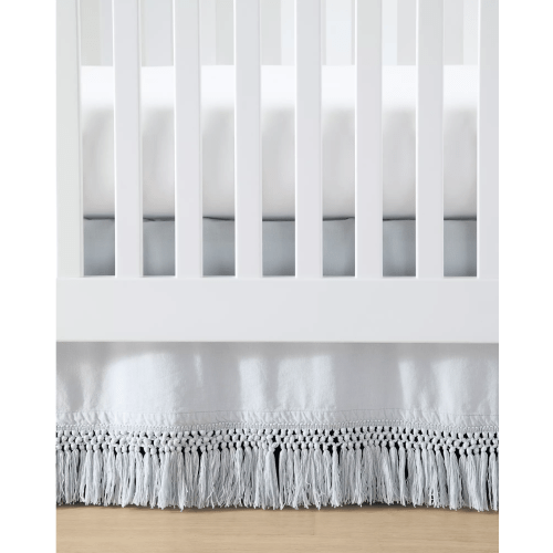Blue Macramé Crib Skirt