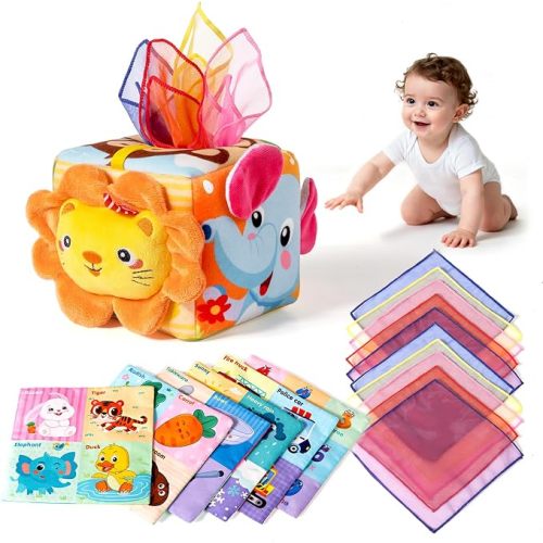 Baby Tissue Box Toy for 6-12 Months, Montessori Sensory Toys for 1 year old
