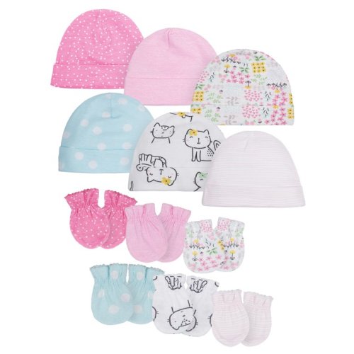 Onesies Brand Baby Girl Caps & Mittens Accessories Baby Shower Gift Set, 12-Piece