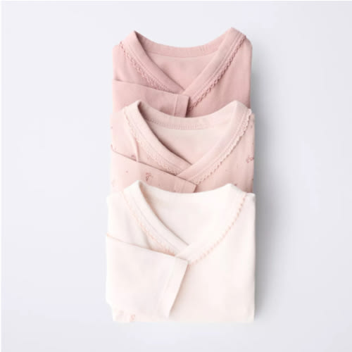 THREE-PACK OF KIMONO COLLAR FLORAL BODYSUITS, SOFT QUALITY - Pink | ZARA United States