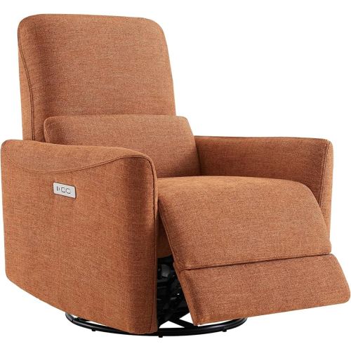 CHITA Power Recliner Chair Swivel Glider, FSC Certified Fabric Living Room Nursery Reclining Sofa Chair with Lumbar Support,Terracotta
