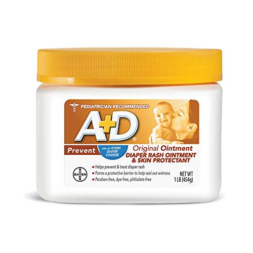 A+D Original Diaper Rash Ointment, Baby Diaper Rash Cream and Skin Protectant With Lanolin, 16 Ounce (Pack of 1)