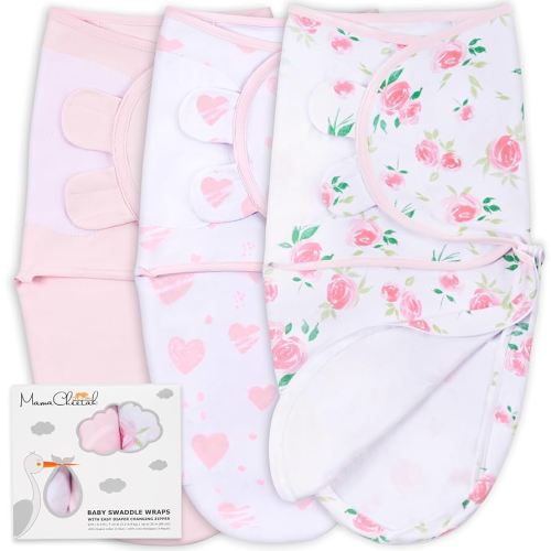 Mama Cheetah Baby Swaddle Blanket with Zipper, Newborn Swaddle Sack, Baby Swaddles Sleep Sack 0-3 Months, Baby Swaddle Wrap for Baby Boy & Girl, 3-Pack