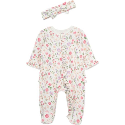 Meadow Garden Ruffle Cotton Footie & Headband Set
