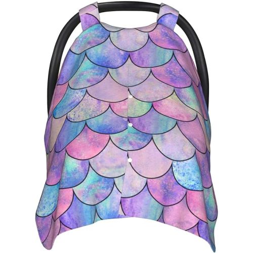 Mermaid Car Seat Covers for Baby, Nursing Cover Breastfeeding Baby Carrier Cover Carseat Canopy for Toddler Shower Gift Newborn