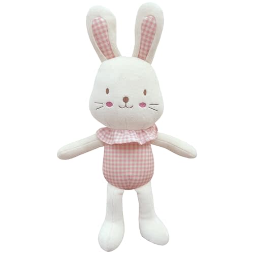 Super Soft Organic Cotton Baby First Friend, Plush Animal Toys, Cuddly Bunny Comforter, Pillow Buddy - Chubby Cheeks Frill Bunny (Cherry Blossom)