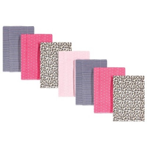 Hudson Baby Infant Girls Cotton Flannel Burp Cloths 7pk, Leopard, One Size
