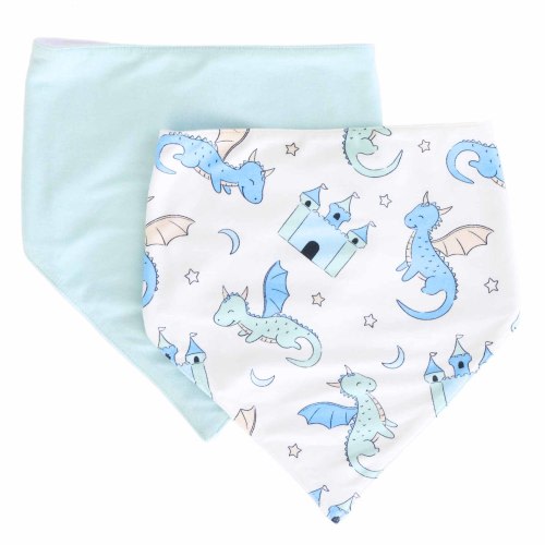 Dragon Adventure 2pc Bandana Bibs | Blue