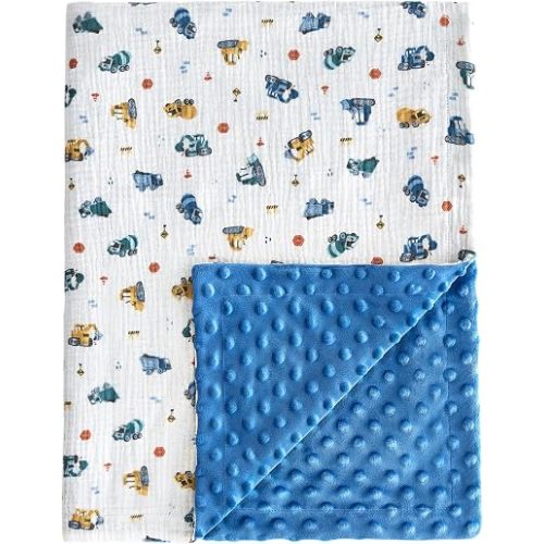 KeaBabies Minky Baby Blanket for Boys Girls Neutral, Diggers, 40x30