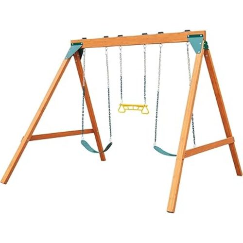 Swing-N-Slide PB 8360 Ranger Wooden Swing Set with Swings, Brown (Amazon Exclusive)