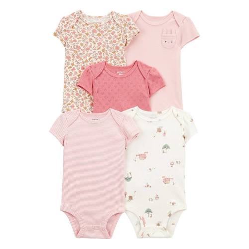 Baby Girl Carter's 5-pk. Floral Bunny Short Sleeve Bodysuit Set