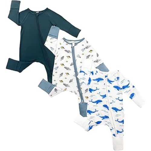 Bow Dream Bamboo Rayon Baby Boy Romper Footed Long Sleeve Footies Newborn Girl Clothes Footless with Zipper and Mitten Cuffs