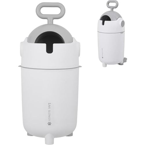 Diaper Pail with Airtight Lid, Odor Control Diaper Disposal, 15 Liter/ 4 Gallon Nursery Trash Can, Holds Up to 16 Newborn Diapers, Refill with Any Bags, Baby Registry Gift (White)