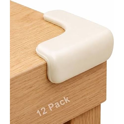 Corner Protector for Baby, 12 Pack EVA Foam Baby Proofing Corner Guards, Soft L-Shaped Furniture Edge Protectors for Tables and Sharp Corners, Tear-Resistant Updated Design, White