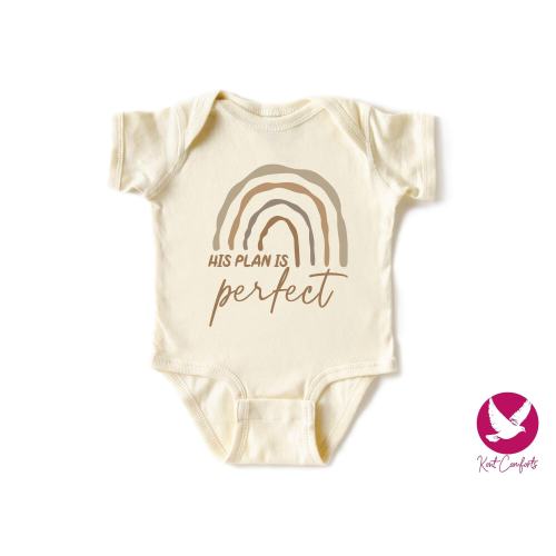 His Plan Is Perfect Onesie®, Unique Baby Shower Gift, Rainbow Christian Baby Bodysuit, Religious Baby Reveal, Newborn Outfit, Funny Baby Tee