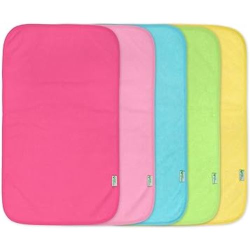 green sprouts Stay-Dry Burp Pads (5 Count) | Ultimate protection from drools & spit ups | Waterproof protection, Soft & absorbent terry, Machine washable