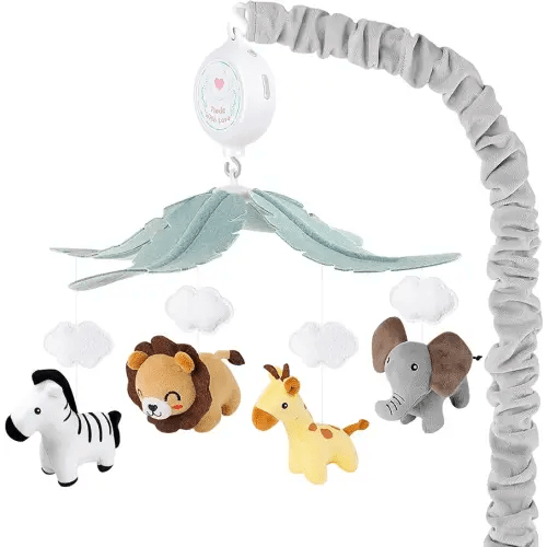 Animals Crib Mobile for Boys & Girls - Safari Baby Mobile for Crib with Upgraded 3-Mode Music Box, Fits Standard Cribs, Nursery Mobiles