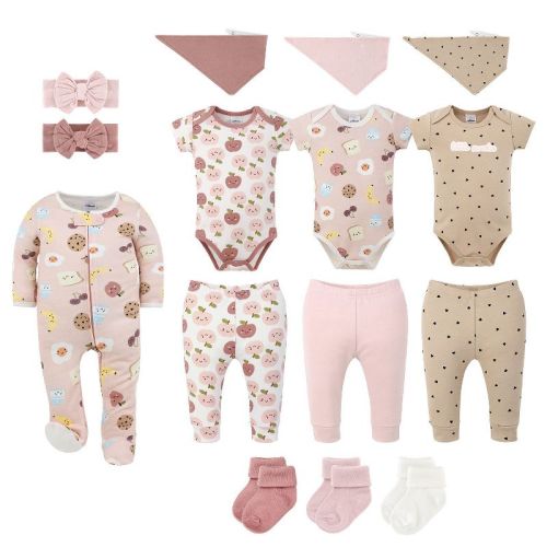 The Peanutshell Mini Morsals 15-Piece Baby Girl Clothes Set, 6-9 Months