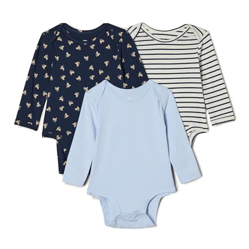 Amazon Essentials x Sofia Grainge Unisex Babies' Long Sleeve Crew Neck Bodysuit, Pack of 3