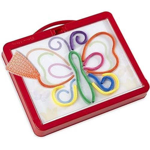 Melissa & Doug Rainbow Cord Picture and Pattern Maker Draw with Cords Activity – 39 Cords, 6 Double-Sided Cards to Trace Kids Arts & Crafts