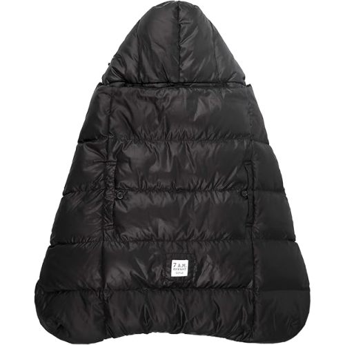 7AM Enfant Baby Carrier Cover - K-Poncho Universal Winter Ultra Soft Plush Lining, Multifunction Stroller & Car Seat Blanket Cover, Water Repellent Bunting Bag for Cold Weather | 0-3T