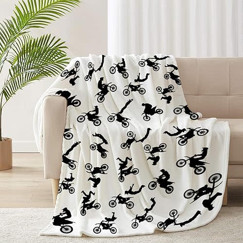 Motorcycles Dirt Bike Blanket - Super Soft Fleece Throw Blanket, Cozy Flannel, Air Conditioning, 50x40 inches, Kids
