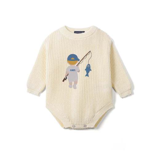 Embroidered Baby Romper with Fishing | Coming Home Outfit | SwaddleAn