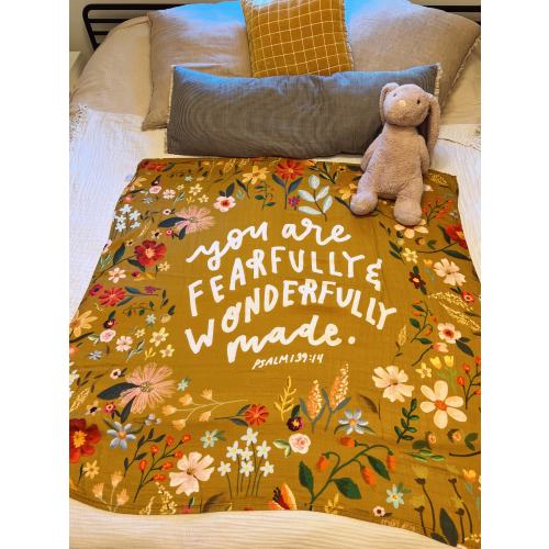 Wonderfully Made Bamboo Cotton Muslin Swaddle