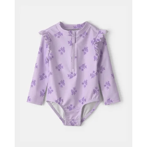 Baby Girl Sea Animal 1-Piece Rashguard Swimsuit - Purple | Carter's