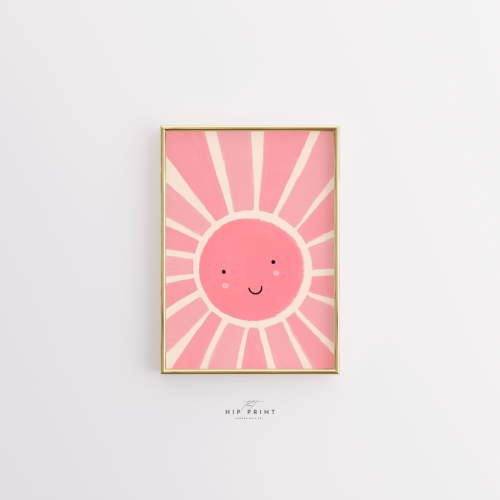 369 Prints smiling Sun Nursery Wall Art, Cute Sunshine Decor For Kids Room, Happy Sun Artwork, Playful Wall Art, UNFRAMED, 24x36
