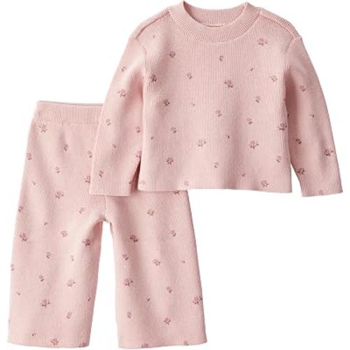 Little Planet Girl 2-piece Pants Set made with Organic Cotton, Blush Petals, 3M
