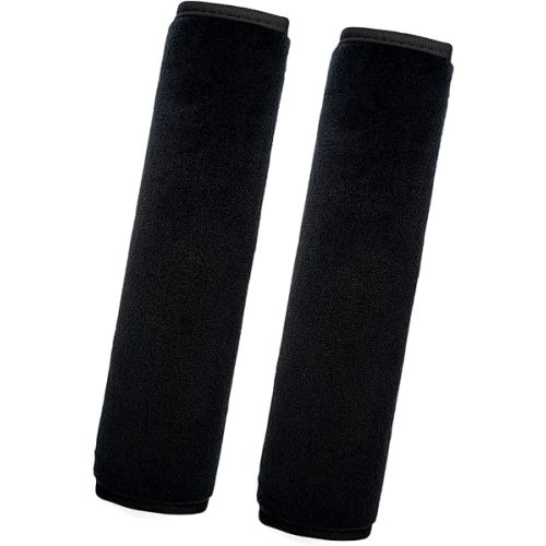 Medsuo 2 Pack Universal Soft and Comfortable Car Seat Belt Pads Harness Pads Pram Strap Covers Backpack Shoulder Pad Automotive Seat Belt Cushion Pad Cover for Kids and Adults - Black