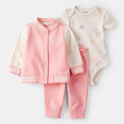Baby Girl Carter's 3-pc. Varsity Jacket, Bodysuit & Pant Set