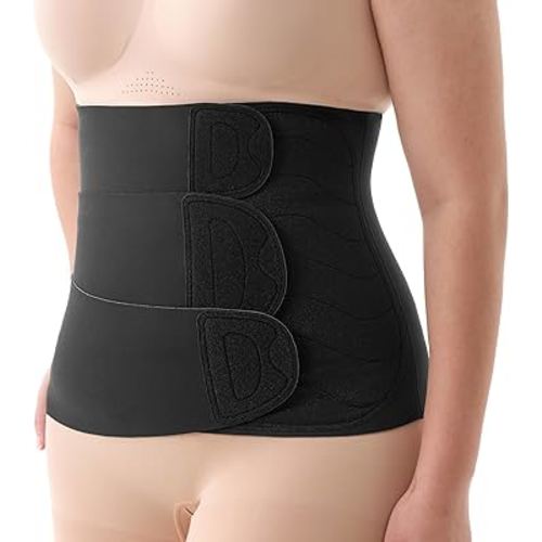 Momcozy Ergowrap Postpartum Belly Band for C-Section Recovery and Vaginal Birth, Abdominal Binder with 3D Lifting & Ergonomic Back Support, Seamless Belly Wrap Shapewear for Post Surgery Recovery