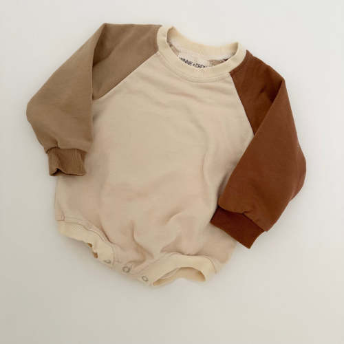 Winnie + Crew Asher Raglan Romper in Burnt Orange 1218 Months