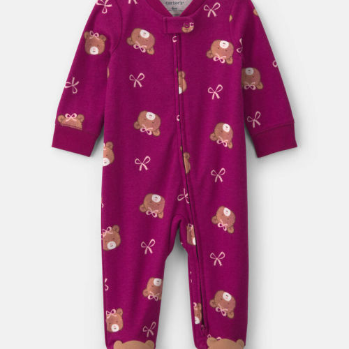 Baby Girl Bear 100% Cotton 2-Way Zip Sleeper - Purple | Carter’s Oshkosh Canada