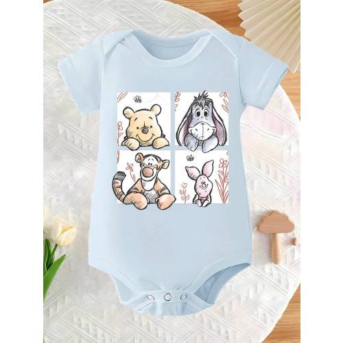Disney Newborn Baby One-Piece Diaper Cover For Summer Light Style Baby Unlined Short-Sleeved Triangle Shirt Soft And Comfortable Pregnancy Gift | SHEIN USA