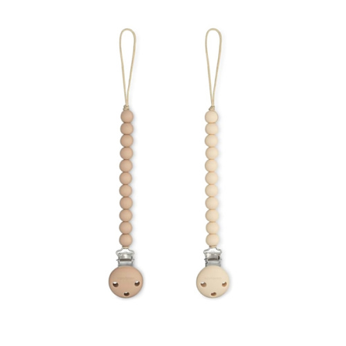 Comfy Cubs Pacifier Clips 2 Pack - 100% Food Grade Silicone Baby Pacifier Clips, BPA & PVC Free - CPSIA Certified, Lightweight and Flexible Baby Gifts - Beige & Light Beige