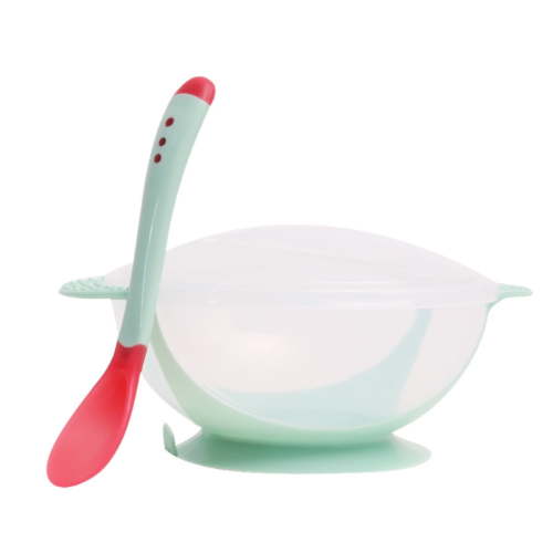 Baby Bowls with Suction Base, Spill-Proof Lid, Temperature-Sensing Spoon, Binaural Design Bowl for Babies Kids children Toddlers, First Stage Self Feeding