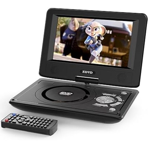 11.5" Portable DVD Player for Kids and Car, 9.5" Swivel HD Screen with 4-6 Hours Built-in Battery, Support Sync Screen to TV, Support SD Card/USB/Multiple Disc Formats (Black)