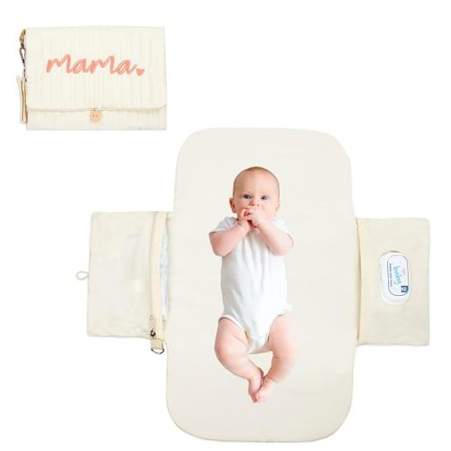 Portable Diaper Changing Pad, with, for Newborn Girl & Boy with Smart Wipes Pocket, Easy-Clean, Waterproof, Soft, Comfortable Foldable Baby Changing Pad (Flower)