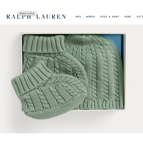 Ralph Lauren Cable-Knit Cotton Beanie & Bootie