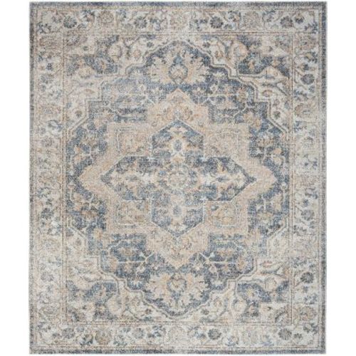 Nourison Astra Machine Washable 7' x 10' Grey Blue Vintage Indoor Rug