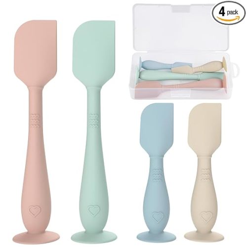 4-Pack Diaper Cream Spatula with Travel Case, Soft Baby Butt Spatula – Silicone Butt Paste Spatula, Convenient Diaper Spatula, Ideal Baby Shower Gift