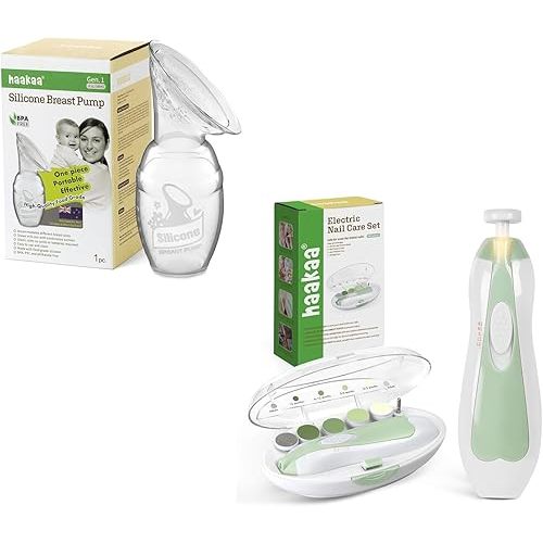 haakaa Manual Breast Pump 4oz/100ml & Baby Nail Care Set