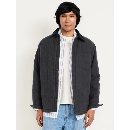 Sherpa-Lined Quilted Flannel Shacket | Old Navy