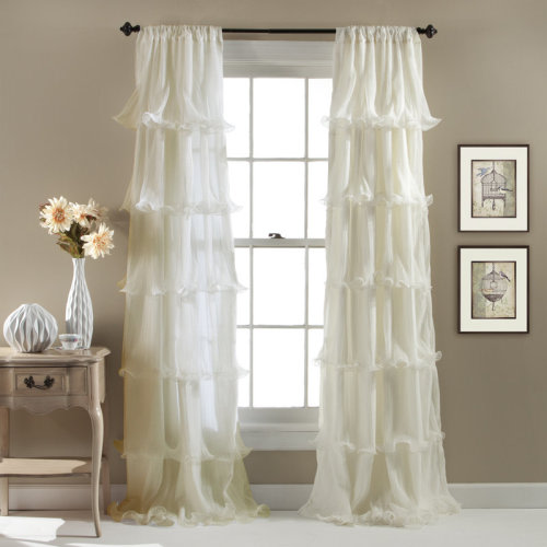 Lush Decor Solid Color Semi-Sheer Rod Pocket Single Curtain Panel & Reviews | Wayfair