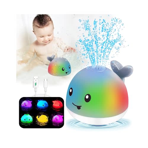 Light Up Baby Bath Toys - Pool Water Table Infant Baby Toy 6-12-18 Months Toddler Bath Toys for Kids Ages 1-3 Whale Bath Toy Sprinkler Bathtub Fountain Toy 1st Birthday 1 2 Year Old Boys Girls Gifts