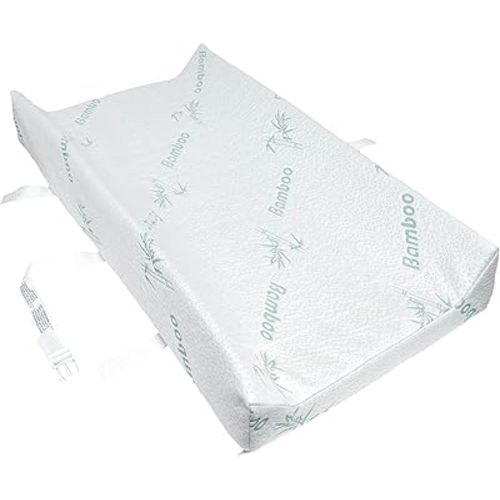 fond + found Bamboo Waterproof Changing Pad, Washable Contour Diaper Change Mat for Baby, Hypoallergenic Cover Changing Table Pad for Dresser Top & Nursery Use