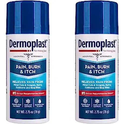 Dermoplast Pain, Burn & Itch Relief Spray for Minor Cuts, Burns and Bug Bites, 2.75 Oz, Pack of 2 (Packaging May Vary)